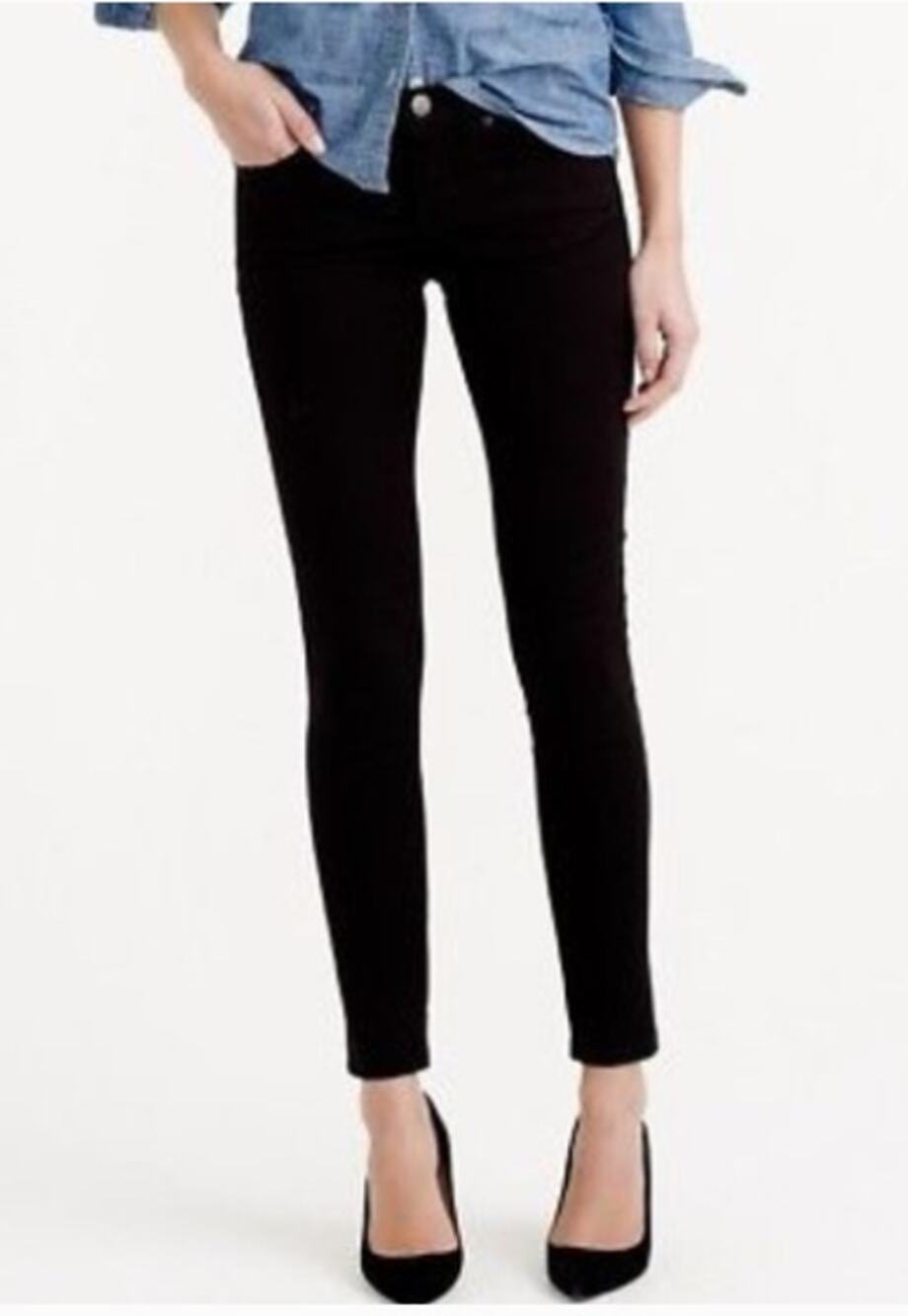 J CREW Womens Black Velvet Mid Rise Skinny Slim Stretch Jeans Pants sz 25
